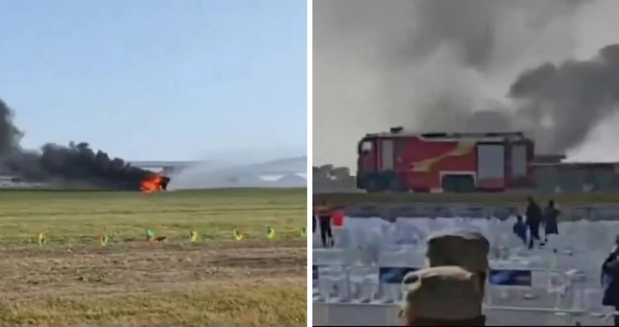 sudar dva leteća automobila u kini, jedan završio u plamenu/Screenshot