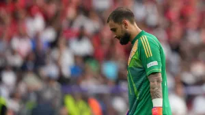 BERLIN, GERMANY - JUNE 29: Goalkeeper Gianluigi Donnarumma of Italy gestures during the UEFA Euro 2024 round of 16 football match between Switzerland and Italy at Olympiastadion Berlin in Berlin on June 29, 2024. (Mahmut Serdar Alakuş - Anadolu Agency)/Foto: 