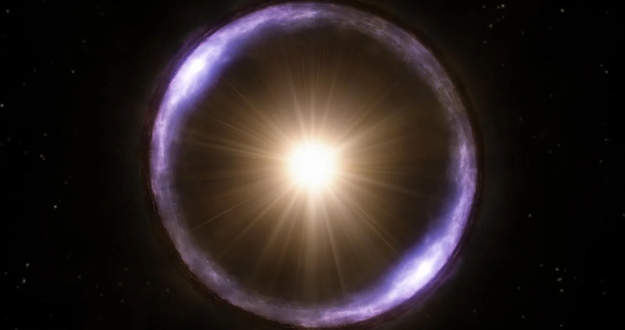 Fenomen Einsteinovog prstena koji se javlja kad se bliža i udaljena galaksija savršeno poravnaju/