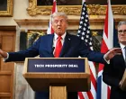 U.S. President Donald Trump talks at a press conference with UK Prime Minister Keir Starmer at Chequers at the conclusion of a state visit on September 18, 2025 in Aylesbury, England. Leon Neal/Pool via REUTERS/Leon Neal