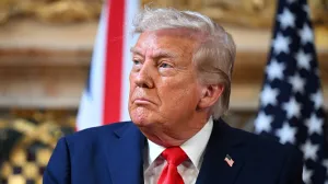 FILE PHOTO: U.S. President Donald Trump attends a press conference with UK Prime Minister Keir Starmer (not pictured) at Chequers at the conclusion of a state visit on September 18, 2025 in Aylesbury, England. Leon Neal/Pool via REUTERS/File Photo/Leon Neal