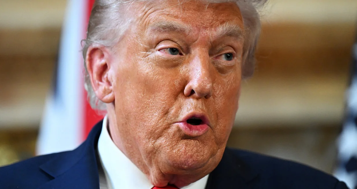 U.S. President Donald Trump talks at a press conference with UK Prime Minister Keir Starmer (not pictured) at Chequers at the conclusion of a state visit on September 18, 2025 in Aylesbury, England. Leon Neal/Pool via REUTERS/Leon Neal