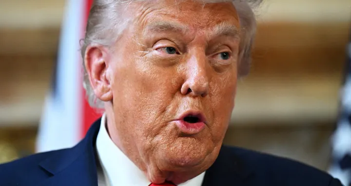 U.S. President Donald Trump talks at a press conference with UK Prime Minister Keir Starmer (not pictured) at Chequers at the conclusion of a state visit on September 18, 2025 in Aylesbury, England. Leon Neal/Pool via REUTERS/Leon Neal