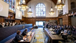 The International Court of Justice (ICJ), principal judicial organ of the UN, holds public hearings on the request for an advisory opinion on the Obligations of Israel in relation to the Presence and Activities of the United Nations, Other International Organizations and Third States in and in relation to the Occupied Palestinian Territory, from Monday 28 April to Friday 2 May 2025, at the Peace Palace in The Hague, the seat of the Court. Session held under the presidency of Mr Iwasawa Yuji, President of the Court. The Court's role is to settle, in accordance with international law, legal disputes submitted to it by States and to give advisory opinions on legal questions referred to it by authorized UN organs and agencies./Frank Van Beek