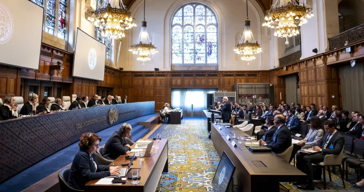 The International Court of Justice (ICJ), principal judicial organ of the UN, holds public hearings on the request for an advisory opinion on the Obligations of Israel in relation to the Presence and Activities of the United Nations, Other International Organizations and Third States in and in relation to the Occupied Palestinian Territory, from Monday 28 April to Friday 2 May 2025, at the Peace Palace in The Hague, the seat of the Court. Session held under the presidency of Mr Iwasawa Yuji, President of the Court. The Court's role is to settle, in accordance with international law, legal disputes submitted to it by States and to give advisory opinions on legal questions referred to it by authorized UN organs and agencies./Frank Van Beek