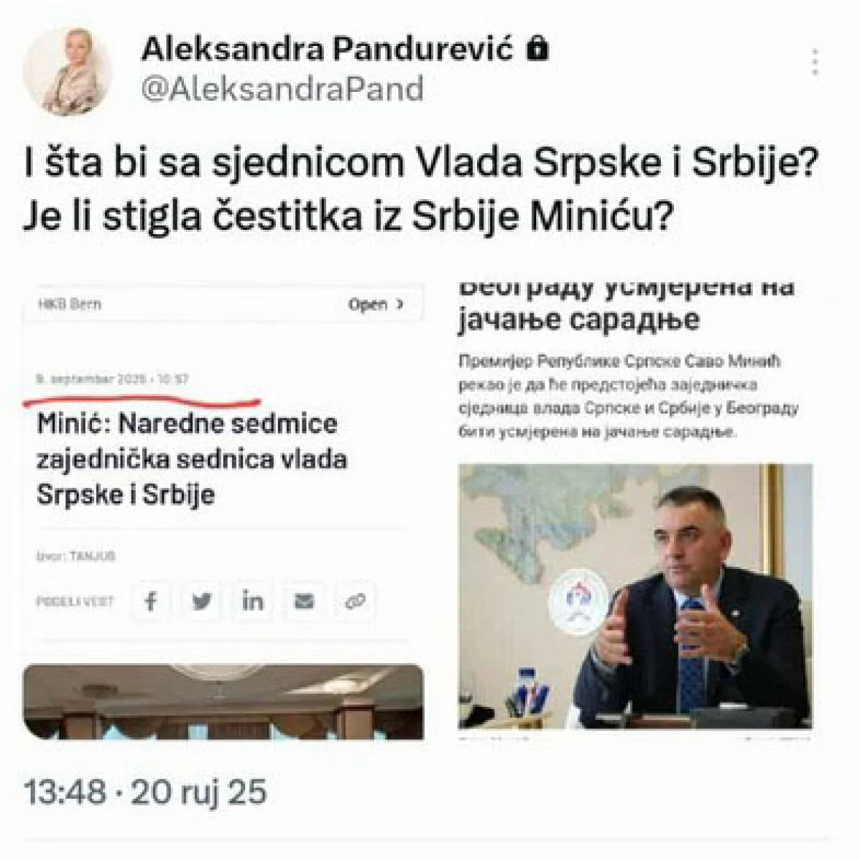 Šta bi sa sastankom vlada RS i Srbije?/X/X