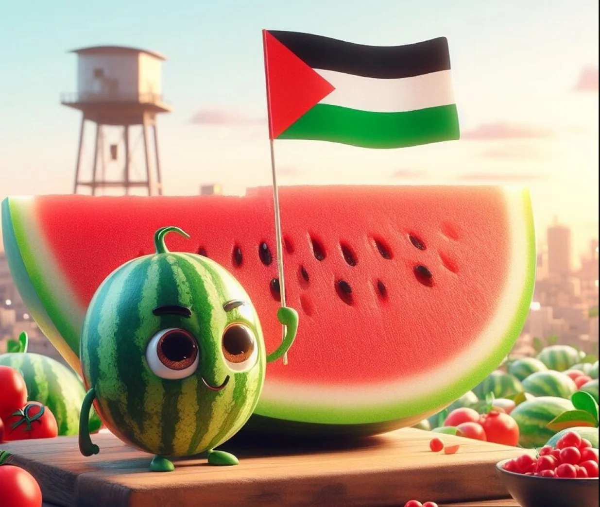 lubenica, simbol otpora, palestina, boje palestinske zastave/X