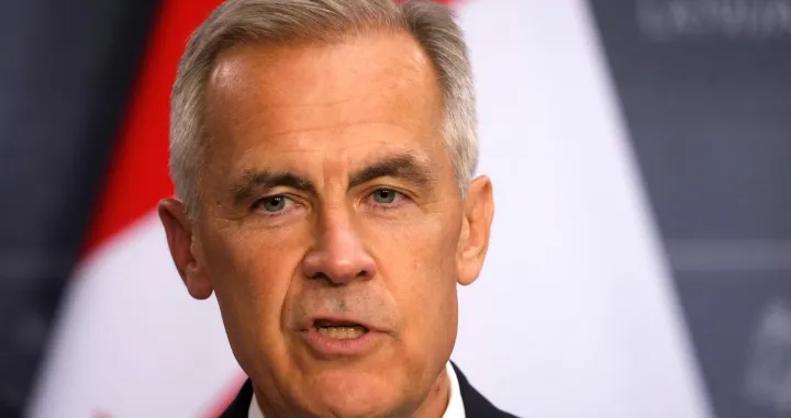 Canadian Prime Minister Mark Carney speaks during a press conference in Riga, Latvia August 26, 2025. REUTERS/Ints Kalnins/Ints Kalnins