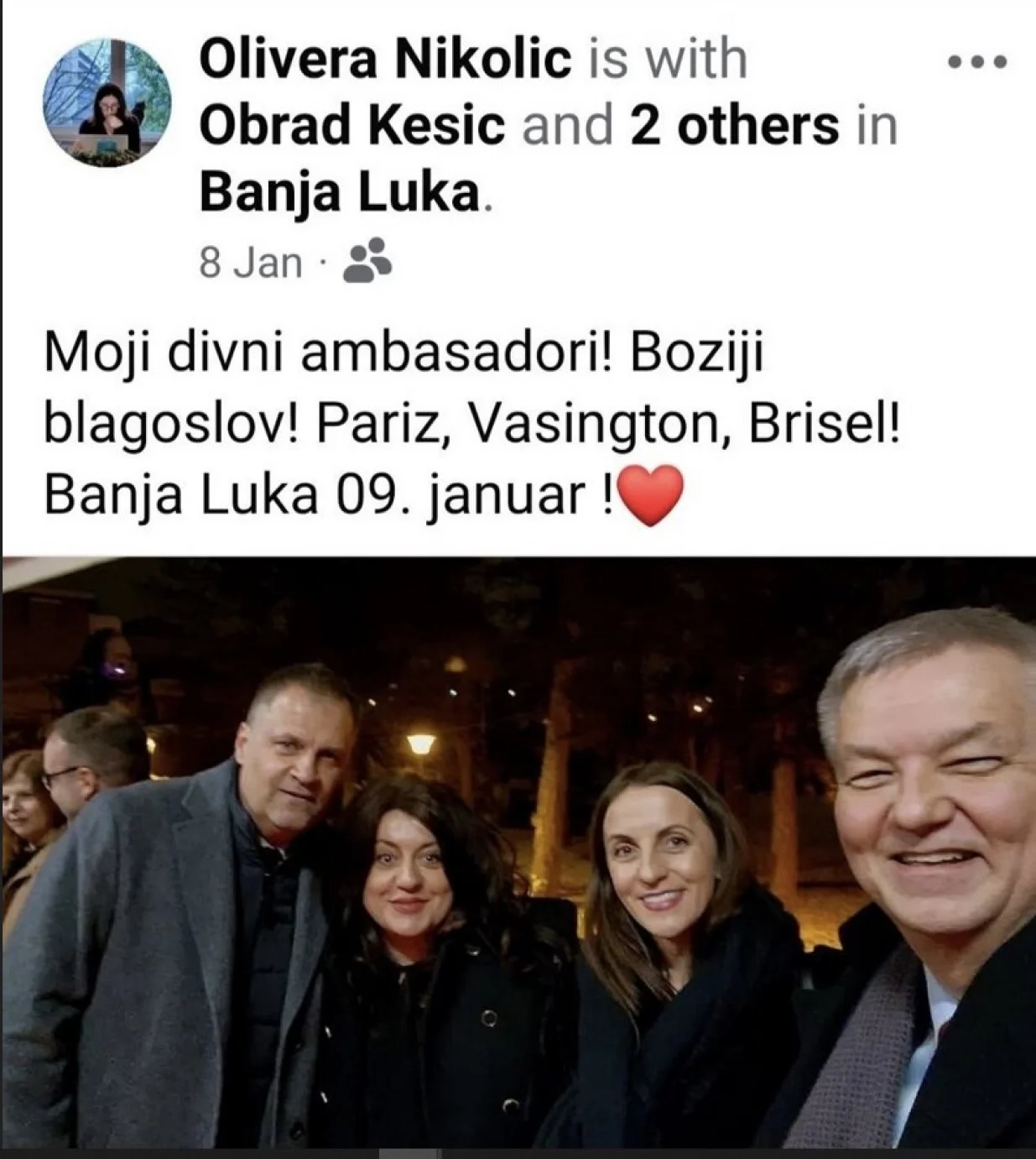 Objava Olivere Nikolić/printscreen/RTRS/