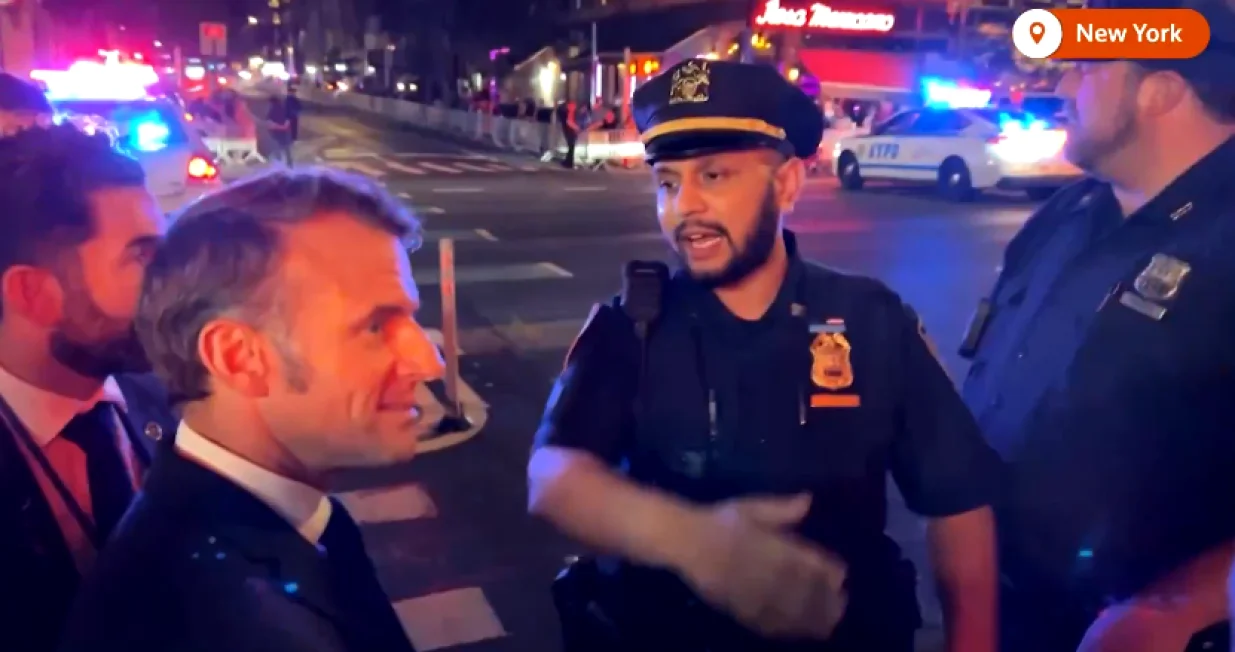 emmanuel macron, new york, policija, donald trump/Screenshot