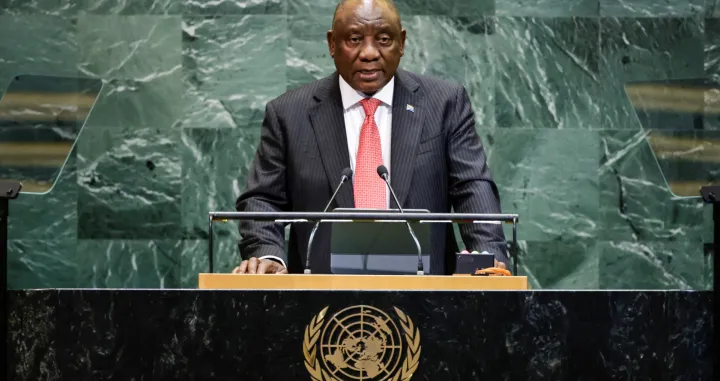 South Africa's President Cyril Ramaphosa addresses the 80th United Nations General Assembly at U.N. headquarters in New York, U.S., September 23, 2025. REUTERS/Eduardo Munoz/Eduardo Munoz