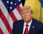 U.S. President Donald Trump reacts as he meets with Ukrainian President Volodymyr Zelenskiy (not pictured) during the 80th United Nations General Assembly, in New York City, New York, U.S., September 23, 2025. REUTERS/Al Drago/Alexander Drago