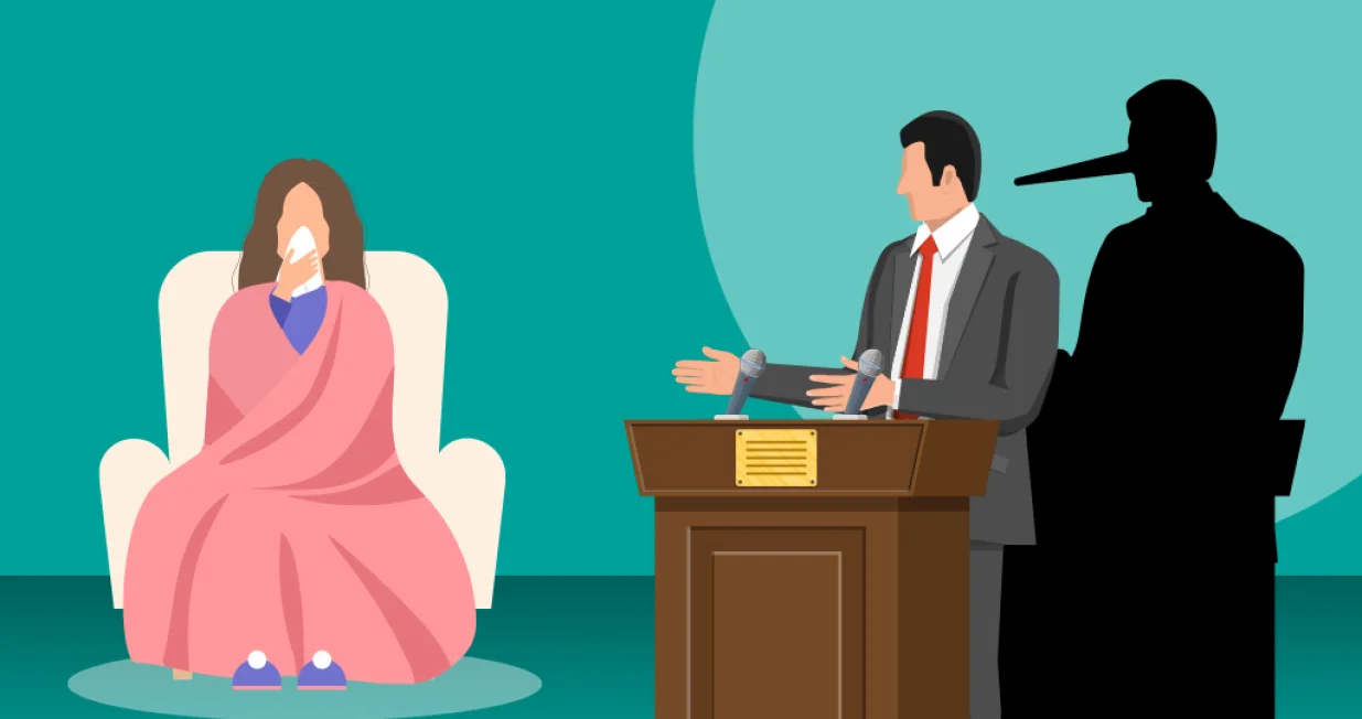 Vizual za kolumnu Eldina Zolj Balenović, onkološki pacijenti, političari, laž/Benjamin Krnić