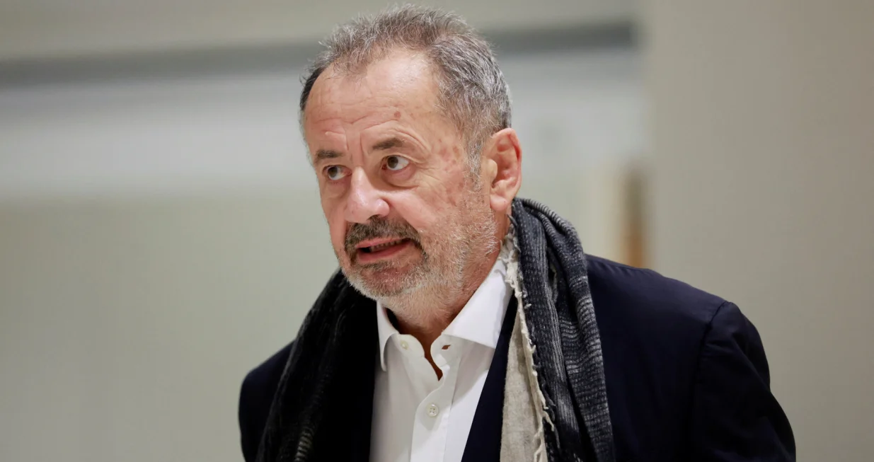 Guillaume Sarkozy arrives for the verdict in the trial of former French President Nicolas Sarkozy and other defendants on charges of corruption and illegal financing of an election campaign related to alleged Libyan funding of his successful 2007 presidential bid, at the courthouse in Paris, France, September 25, 2025. REUTERS/Stephanie Lecocq/Stephanie Lecocq