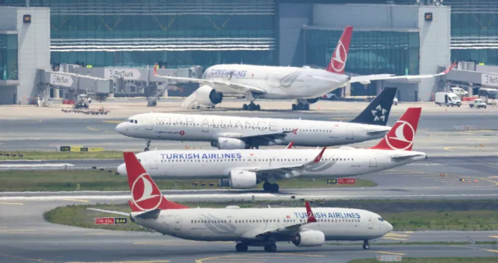 FILE PHOTO: Turkish Airlines (THY) aircraft are pictured on the tarmac of Istanbul Grand Airport in Istanbul, Turkey May 23, 2023. REUTERS/Yoruk Isik/File Photo/Yoruk Isik