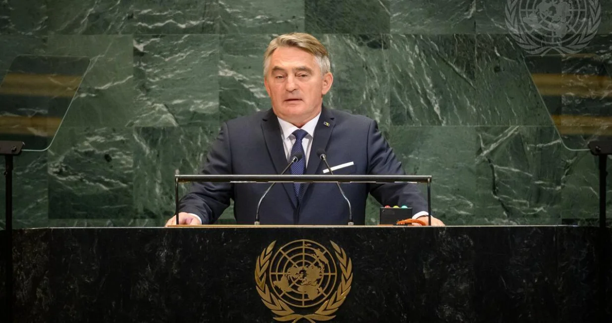 Željko Komšić tokom obraćanja u UN-u/Un