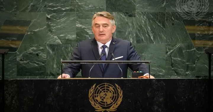 Željko Komšić tokom obraćanja u UN-u/Un