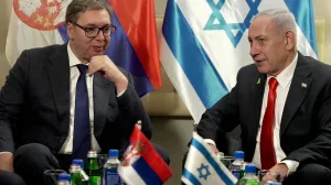 New York, SAD - 26. septembar 2025: Predsjednik Srbije Aleksandar Vučić u New Yorku se sastao s izraelskim predsjednikom Benjaminom Netanyahuom. Vućić u New Yorku boravi u okviru 80. zasjedanja Generalne skupštine Ujedinjenih nacija. (Ured predsjednika Srbije - Anadolu Agency)/