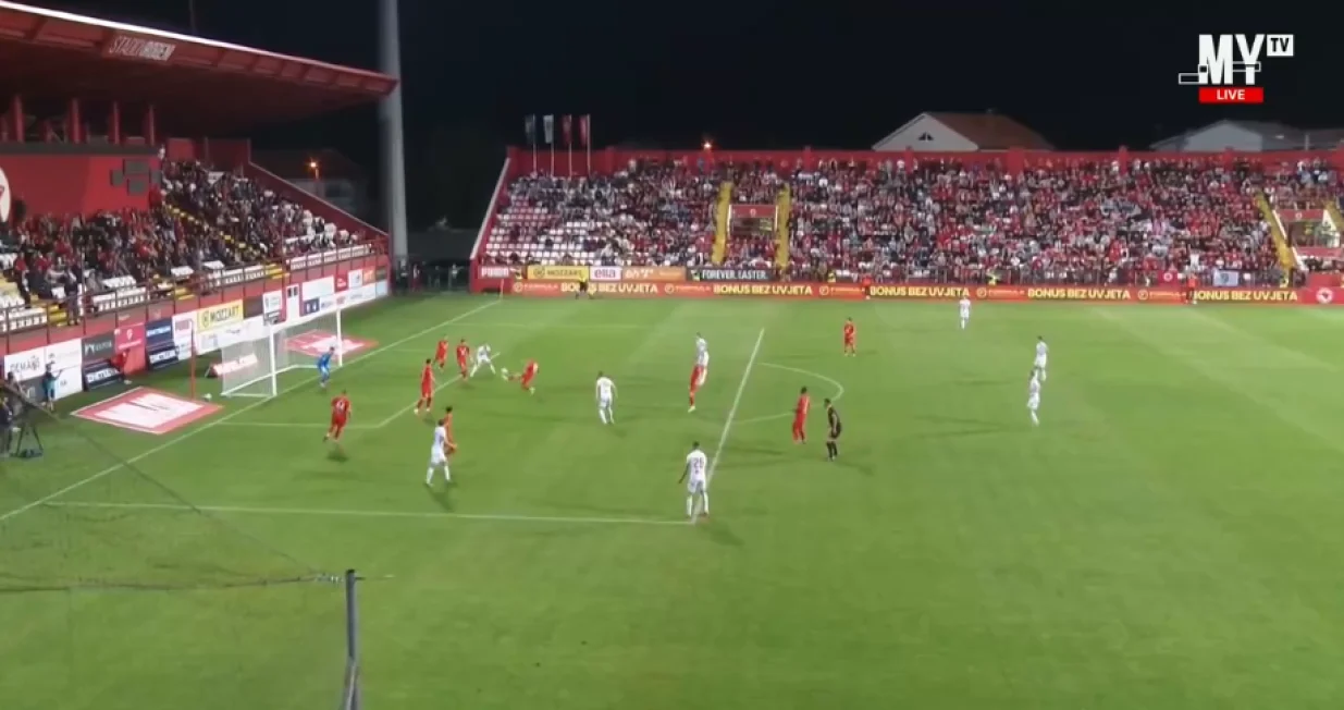 Gol Savića protiv Veleža (FOTO: Screenshot/MY TV)/Foto: 
