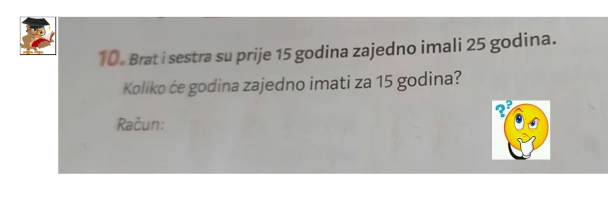 matematički zadatak, osnovna škola, hrvatska, brat, sestra, matematika/