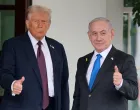 U.S. President Donald Trump and Israeli Prime Minister Benjamin Netanyahu give thumbs-up at the White House in Washington, D.C., U.S., September 29, 2025. REUTERS/Jonathan Ernst  TPX IMAGES OF THE DAY/Jonathan Ernst