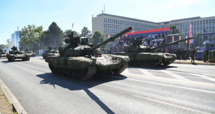 Beograd, Srbija - 20. septembar 2025: Parada Vojske Srbije pod nazivom "Snaga jedinstva" održava se danas u Beogradu. Paradi prisustvuju predsjednik Srbije Aleksandar Vučić te brojne domaće i strane zvanice. (Amir Hamzagic - Anadolu Agency)/