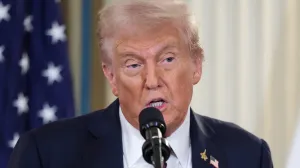 U.S. President Donald Trump speaks during a joint press conference with Israeli Prime Minister Benjamin Netanyahu (not pictured) in the State Dining Room at the White House in Washington, D.C., U.S., September 29, 2025. REUTERS/Jonathan Ernst/Jonathan Ernst