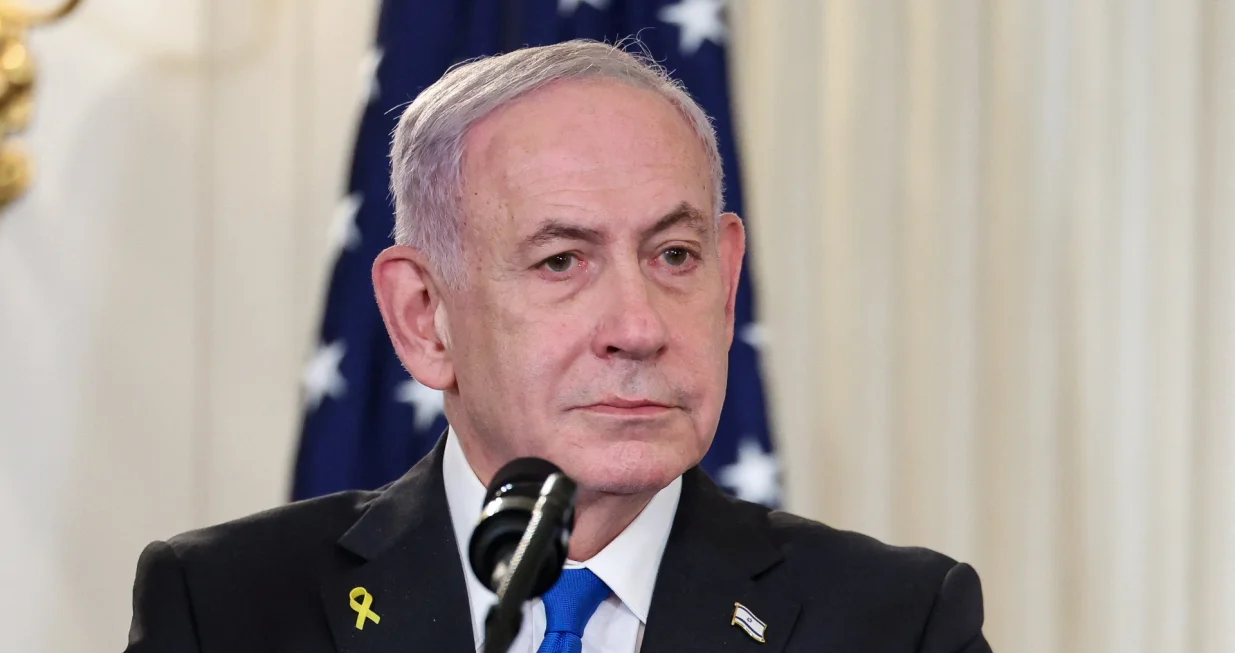 Israeli Prime Minister Benjamin Netanyahu attends a joint press conference with U.S. President Donald Trump (not pictured) in the State Dining Room at the White House in Washington, D.C., U.S., September 29, 2025. REUTERS/Jonathan Ernst/Jonathan Ernst