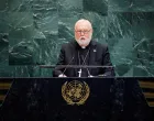 Vatican envoy and Secretary for Relations with States and International Organisations of the Holy See, Paul Richard Gallagher addresses the 80th United Nations General Assembly at U.N. headquarters in New York City, U.S., September 29, 2025. REUTERS/Eduardo Munoz/Eduardo Munoz