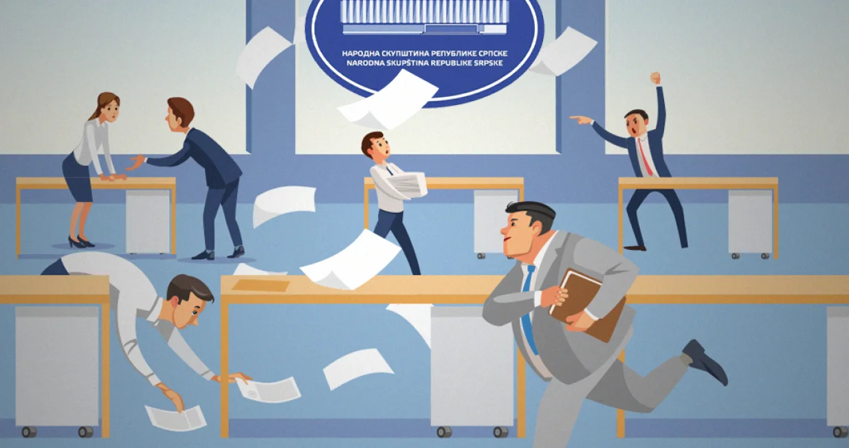 Kolumna Gorana Dakića: Navodna skupština Republike Srpske/Ilustracija/Benjamin Krnić
