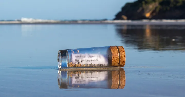 poruka u boci, flaša, more, pismo/Jayne Harris