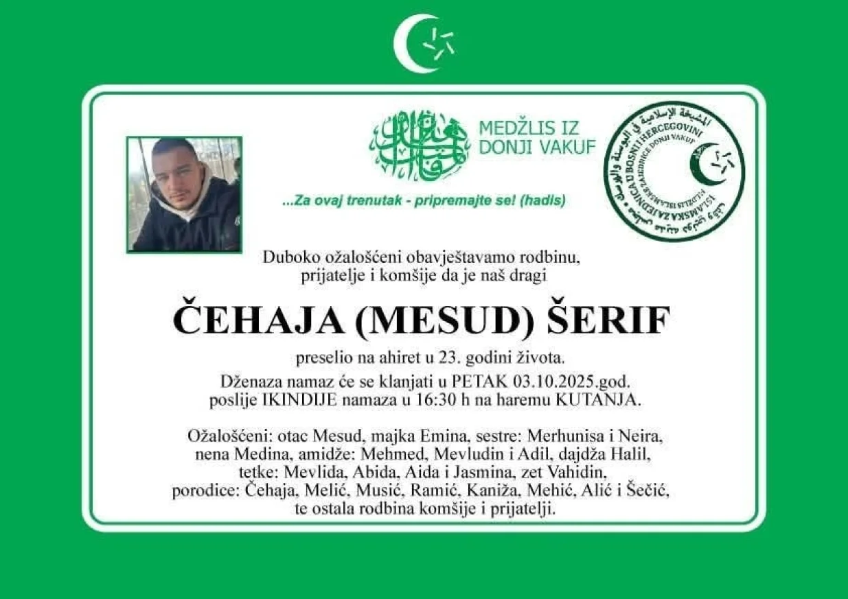 Šerif Čehaja smrtovnica/