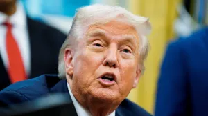 U.S. President Donald Trump speaks in the Oval Office, on the day he signs an executive order on AI and pediatric cancer research, at the White House, Washington, D.C., U.S., September 30, 2025. REUTERS/Nathan Howard/Nathan Howard