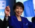 Newly-elected Liberal Democratic Party (LDP) leader Sanae Takaichi celebrates after winning the LDP leadership election in Tokyo, Japan, October 4, 2025. REUTERS/Kim Kyung-Hoon/Pool/Kim Kyung-hoon