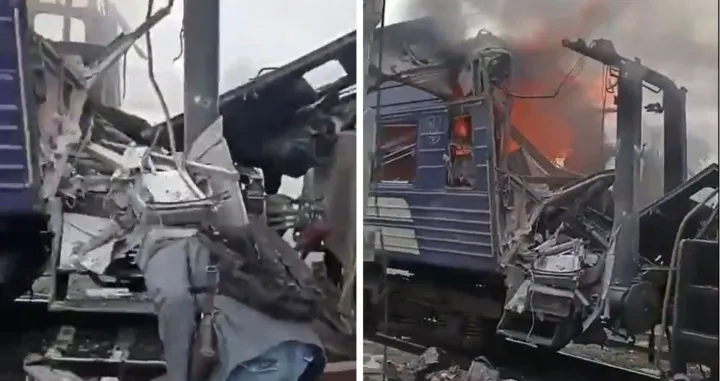 Ruski dron pogodio putnički voz ka Kijevu/Screenshot