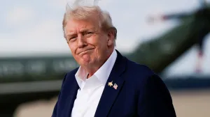 U.S. President Donald Trump reacts, as he arrives at Joint Base Andrews, Maryland, U.S., September 26, 2025. REUTERS/Elizabeth Frantz/Elizabeth Frantz