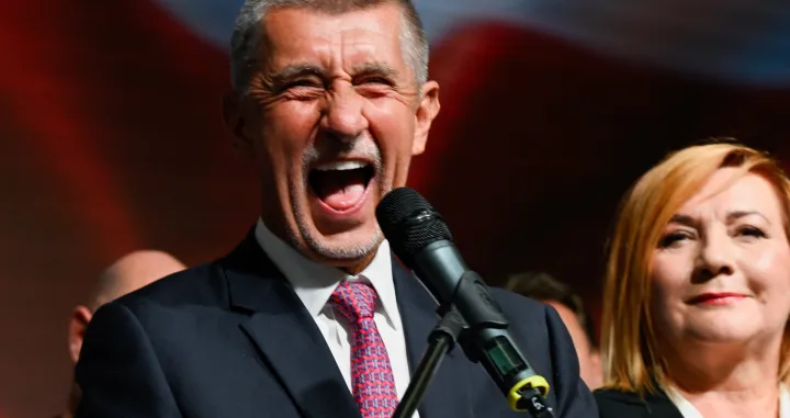 Leader of ANO party Andrej Babis speaks during a press conference after the preliminary results of the parliamentary election, at the party's election headquarters in Prague, Czech Republic, October 4, 2025. REUTERS/Radovan Stoklasa/Radovan Stoklasa