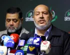 FILE PHOTO: Hamas officials, Khalil Al-Hayya and Osama Hamdan, attend a press conference in Beirut, Lebanon, November 21, 2023. REUTERS/Esa Alexander/File Photo/Esa Alexander