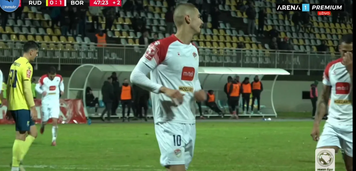 Gol Vukovića protiv Rudara (FOTO: Screenshot/Arenasport)/Foto: 
