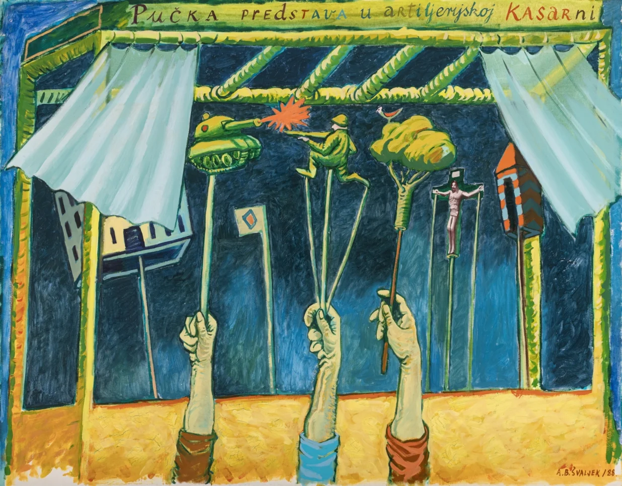 "Pučka predstava u artiljerijskoj kasarni", 1988, vl. Ivan Buljat, Zagreb/