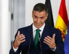 Spanish Prime Minister Pedro Sanchez speaks next to German Chancellor Friedrich Merz (not pictured) during a joint press conference in Madrid, Spain, September 18, 2025. REUTERS/Susana Vera/Susana Vera