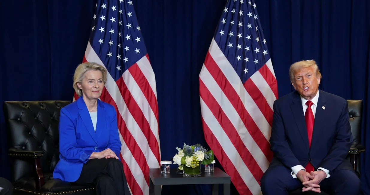 European Commission President Ursula von der Leyen meets with U.S. President Donald Trump during the 80th United Nations General Assembly, in New York City, New York, U.S., September 23, 2025. REUTERS/Al Drago/Alexander Drago