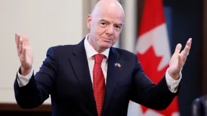 FIFA's President Gianni Infantino meets with Canada's Prime Minister Mark Carney (not pictured) on Parliament Hill in Ottawa, Ontario, Canada October 10, 2025. REUTERS/Blair Gable/Foto: Blair Gable