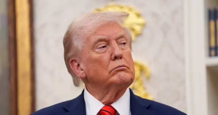 U.S. President Donald Trump looks on during an announcement about lowering U.S. drug prices, at the White House in Washington, D.C., U.S., October 10, 2025. REUTERS/Kent Nishimura/Kent Nishimura
