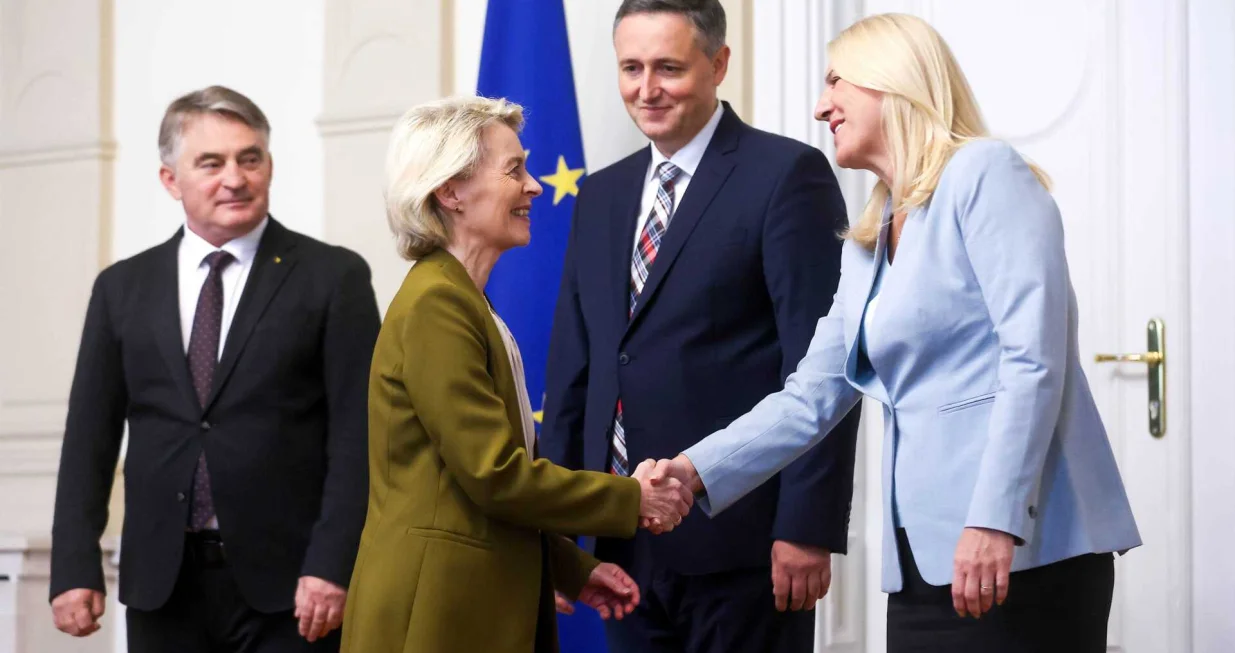 Von der Leyen sa članovima Predsjedništva BiH/Damir Deljo