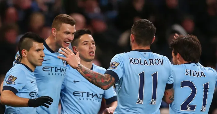 Sergio Kun AgueroEdin DžekoSamir NasriAleksandar KolarovDavid Silva Manchester City/Foto: 