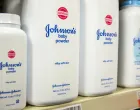 FILE PHOTO: Bottles of Johnson & Johnson baby powder line a drugstore shelf in New York October 15, 2015. REUTERS/Lucas Jackson/File Photo/Lucas Jackson
