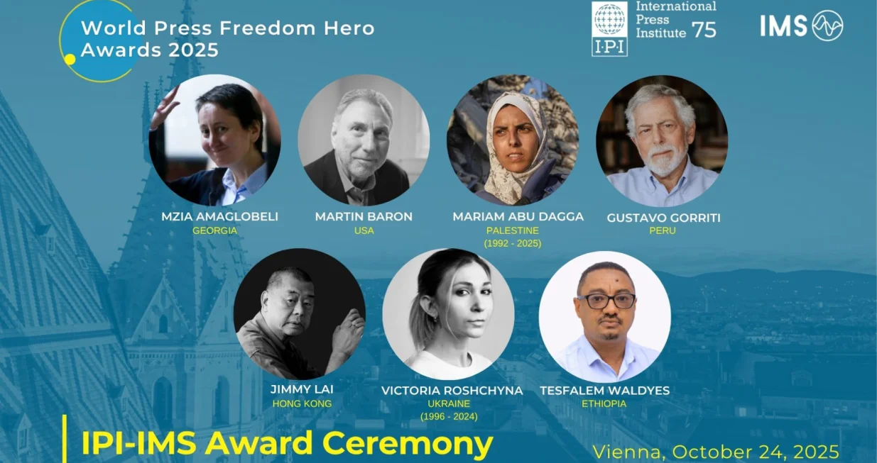Sedam istaknutih novinara proglašeno dobitnicima nagrade Heroj svjetske slobode medija IPI-IMS 2025./