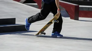 epa10042006 Athletes skate at a practice session during the World Street Skateboarding event in Rome, Italy, 29 June 2022. EPA/Riccardo Antimiani/Riccardo Antimiani