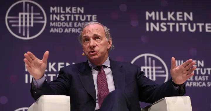 epa08210369 Raymond Dalio, co-chairman and co-chief investment officer of investment firm Bridgewater Associates, talks during the 2020 Milken Institute Middle East and Africa Summit (MEA) at St. Regis Saadiyat Island Resort in Abu Dhabi, United Arab Emirates, 11 February 2020. The summit brings together interdisciplinary thought leaders and decision-makers to discuss the world's most pressing challenges. The event runs on 11-12 February 2020. EPA/ALI HAIDER/Ali Haider